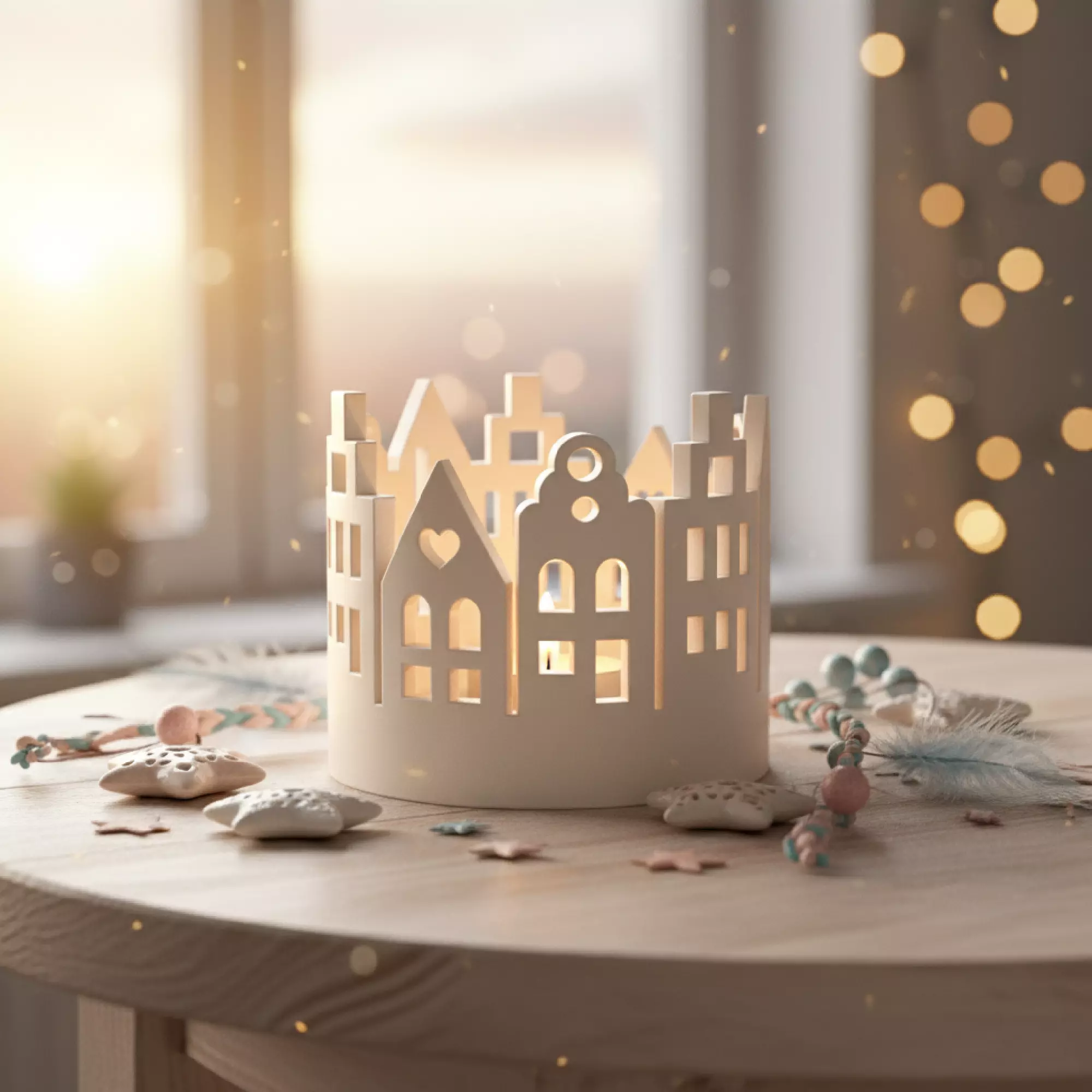 Christmas Village Candle Holder  Cozy Christmas Houses 3D print model_2