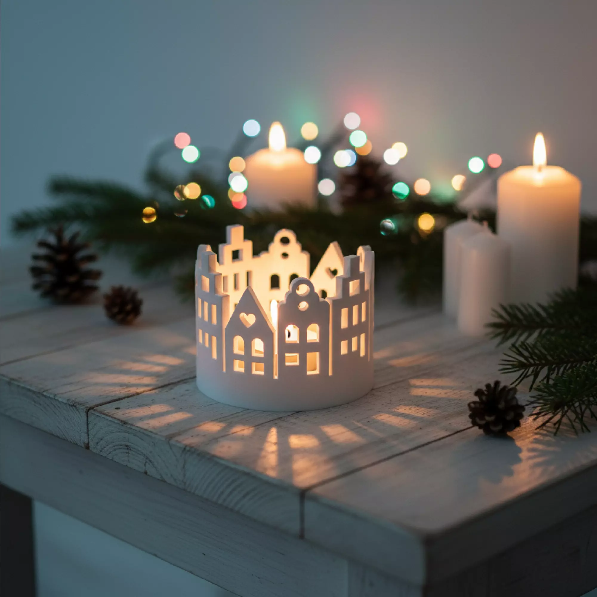 Christmas Village Candle Holder  Cozy Christmas Houses 3D print model_9