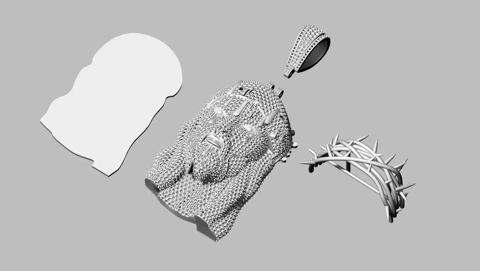 Jesus Pendant 5 3D print model 3D print model_13