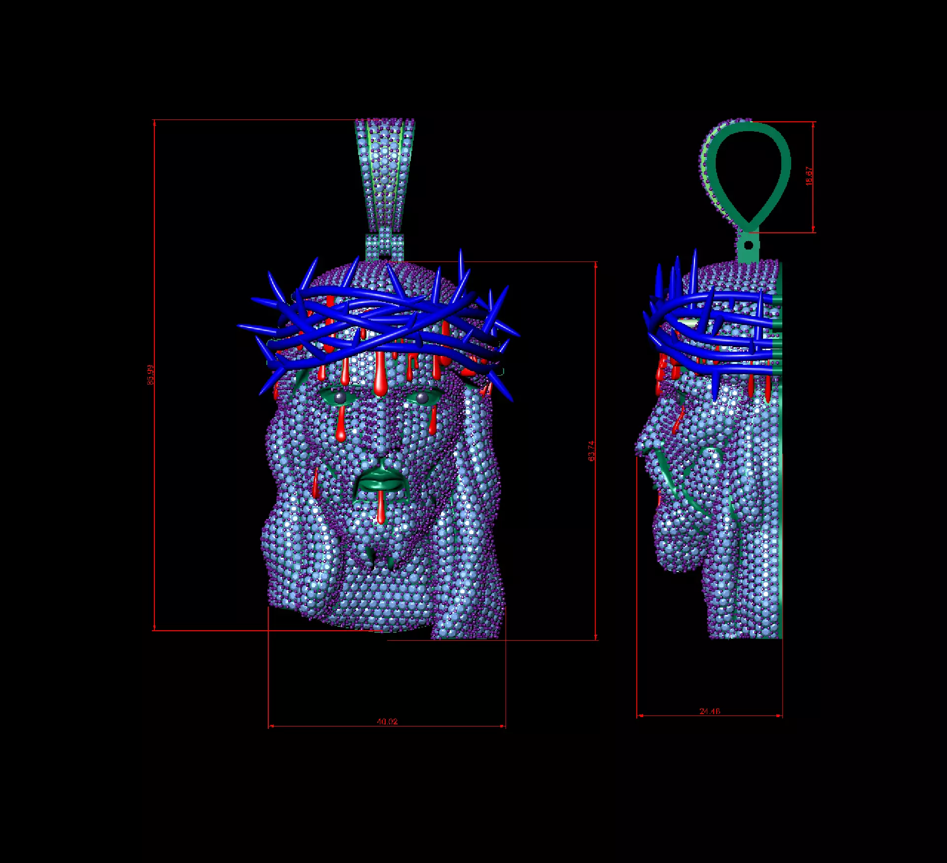 Jesus Pendant 5 3D print model 3D print model_6