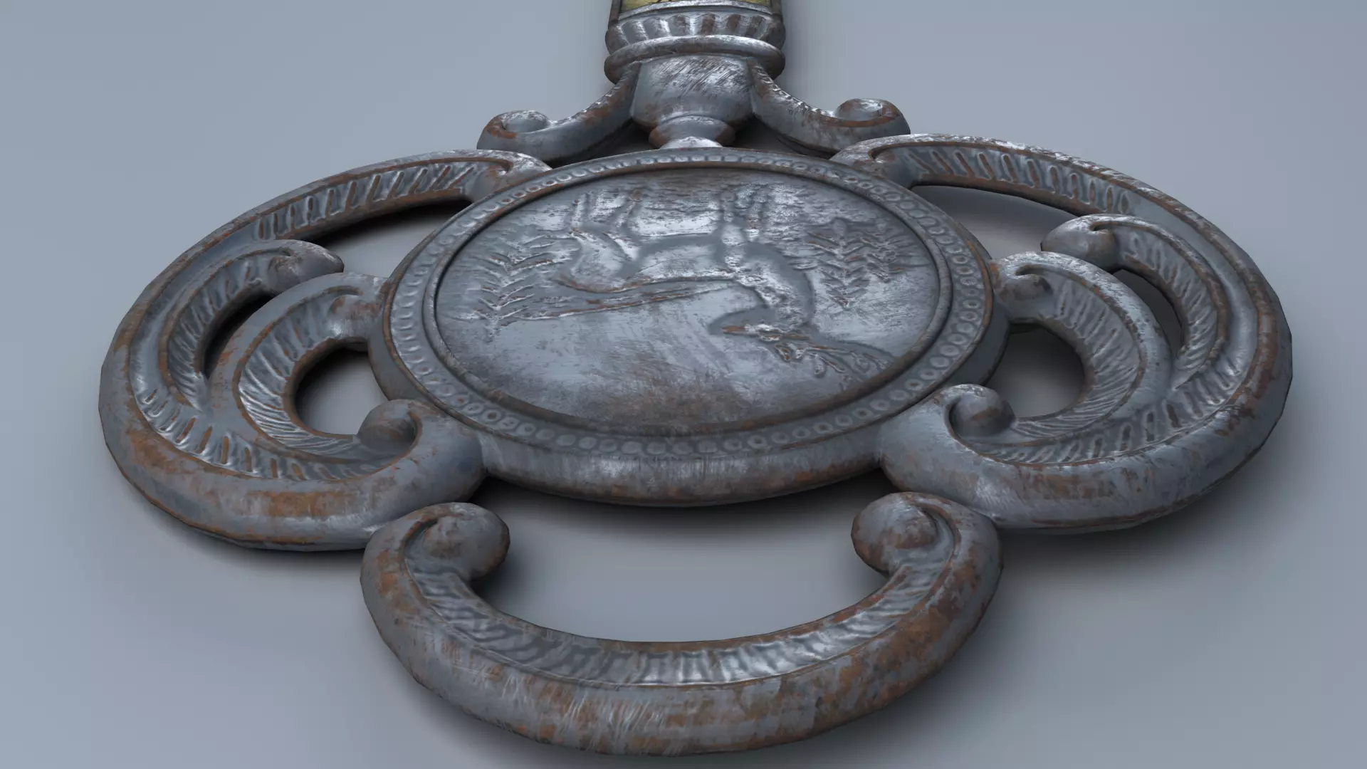 Antique Room Thermometer Iron Rust 3D model_49