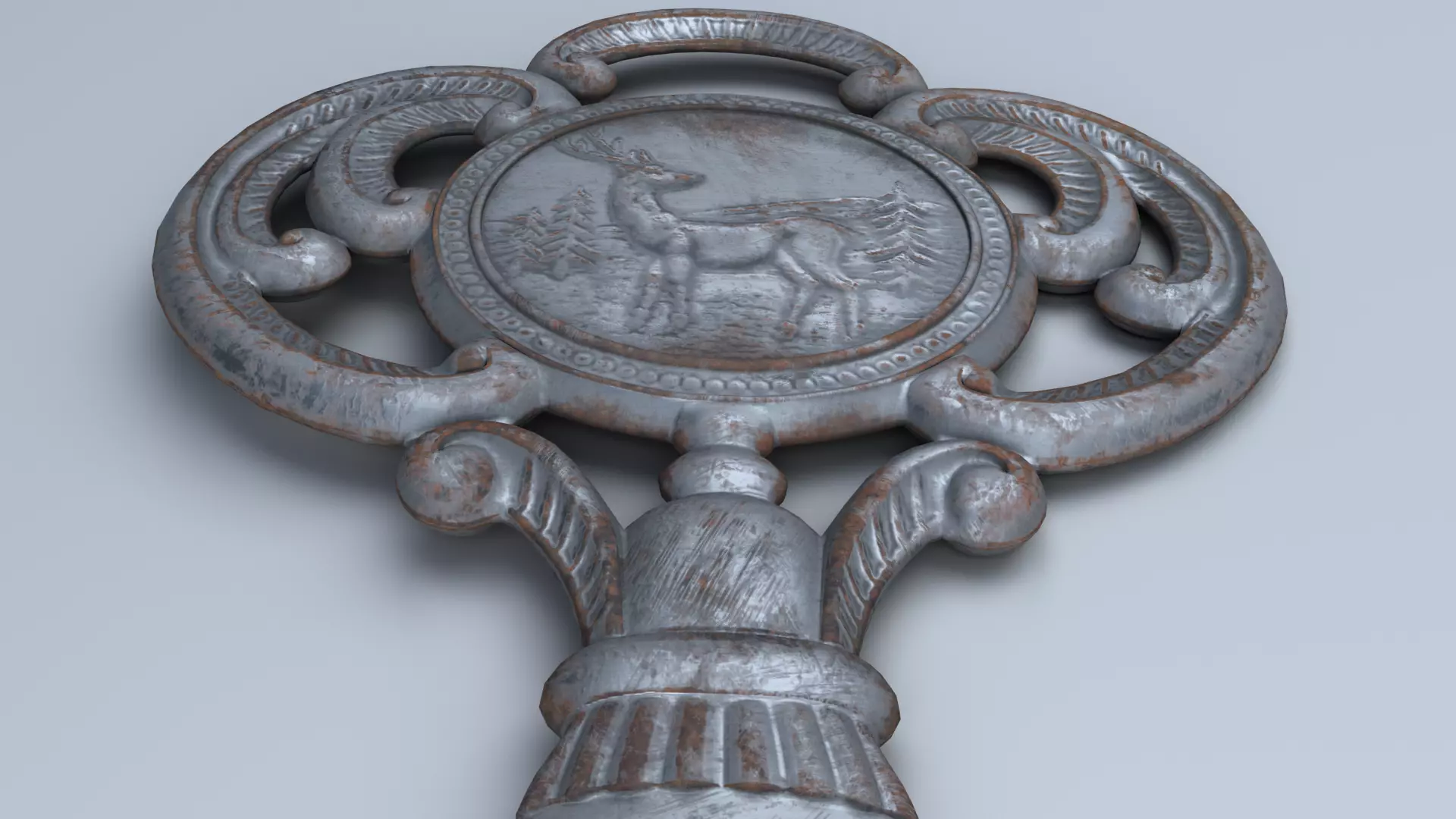 Antique Room Thermometer Iron Rust 3D model_50