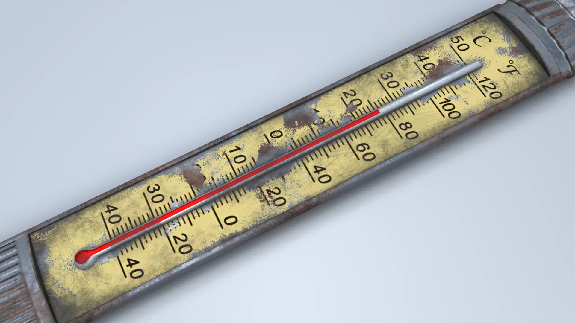 Antique Room Thermometer Iron Rust 3D model_53