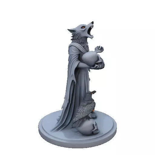 2713COLOR Werewolf Howling with Skull 3D Model Halloween 3D print model_17