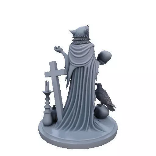 2713COLOR Werewolf Howling with Skull 3D Model Halloween 3D print model_25