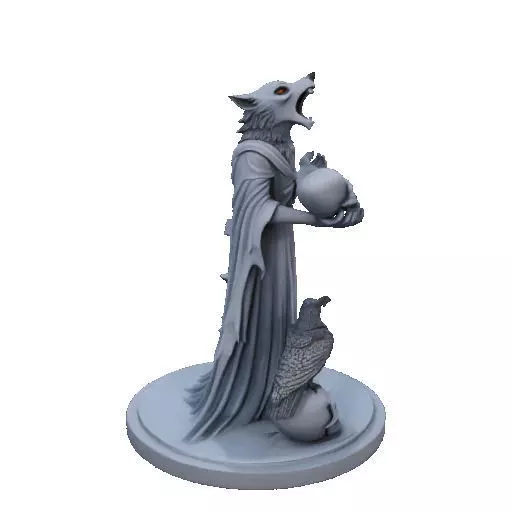 2713COLOR Werewolf Howling with Skull 3D Model Halloween 3D print model_18