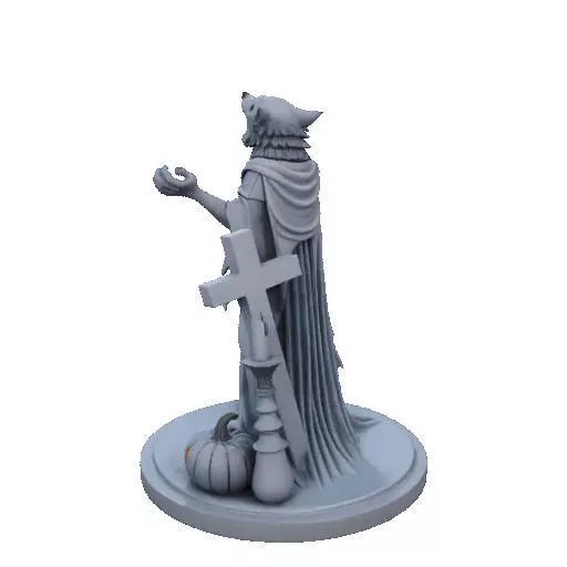 2713COLOR Werewolf Howling with Skull 3D Model Halloween 3D print model_31