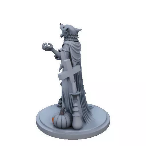 2713COLOR Werewolf Howling with Skull 3D Model Halloween 3D print model_32