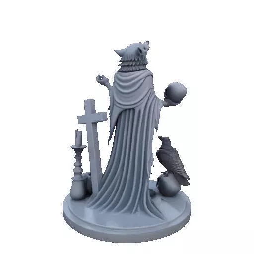 2713COLOR Werewolf Howling with Skull 3D Model Halloween 3D print model_24