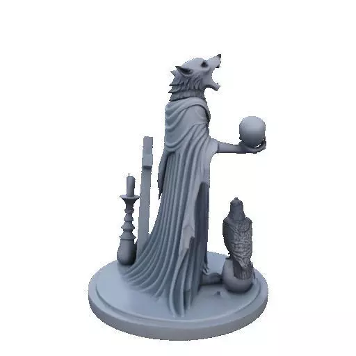 2713COLOR Werewolf Howling with Skull 3D Model Halloween 3D print model_21