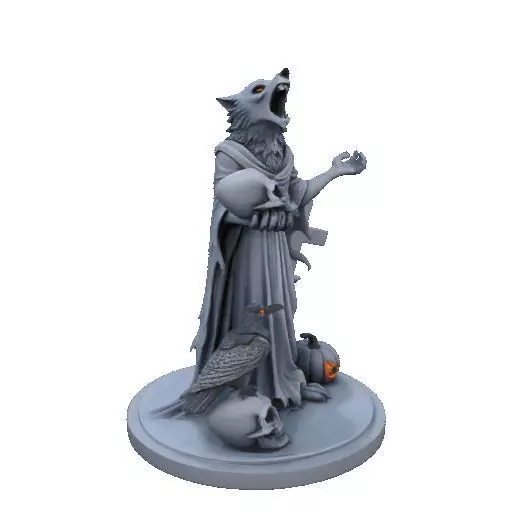 2713COLOR Werewolf Howling with Skull 3D Model Halloween 3D print model_15