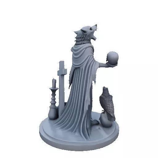 2713COLOR Werewolf Howling with Skull 3D Model Halloween 3D print model_22