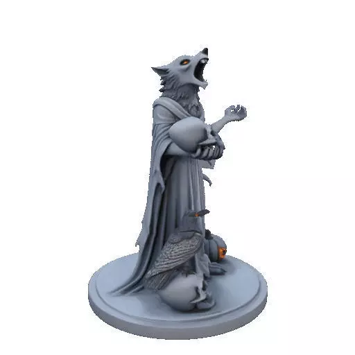 2713COLOR Werewolf Howling with Skull 3D Model Halloween 3D print model_16