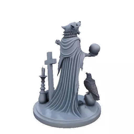 2713COLOR Werewolf Howling with Skull 3D Model Halloween 3D print model_23