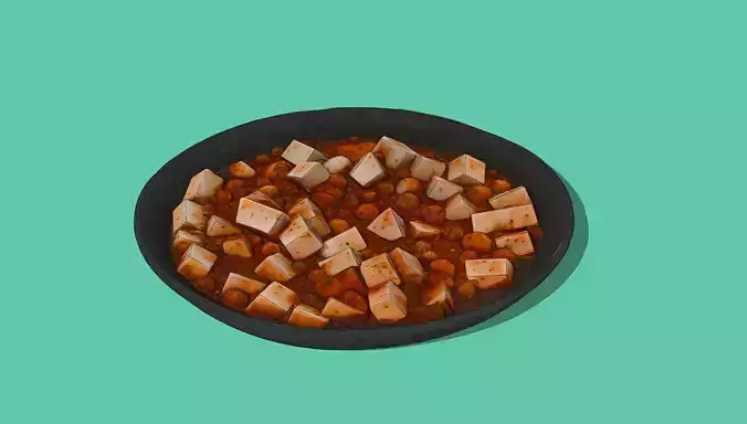 Mapo Tofu Low-poly 3D model 2