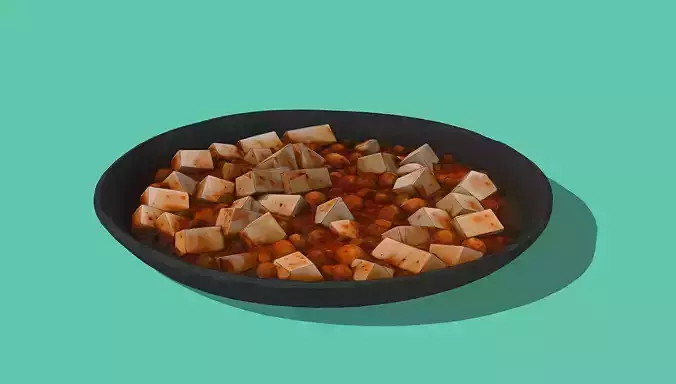 Mapo Tofu Low-poly 3D model 3
