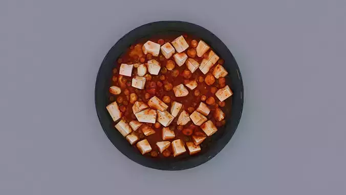 Mapo Tofu Low-poly 3D model 7