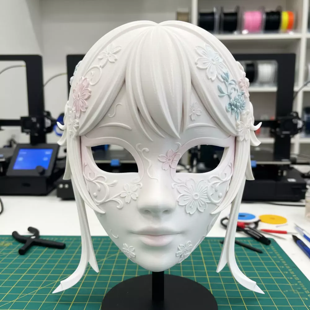 Anime Girl Face Mask Stylish Cosplay 3D Print STL Model 3D print model_0