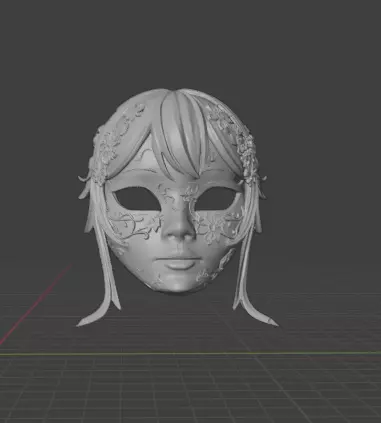 Anime Girl Face Mask Stylish Cosplay 3D Print STL Model 3D print model_1