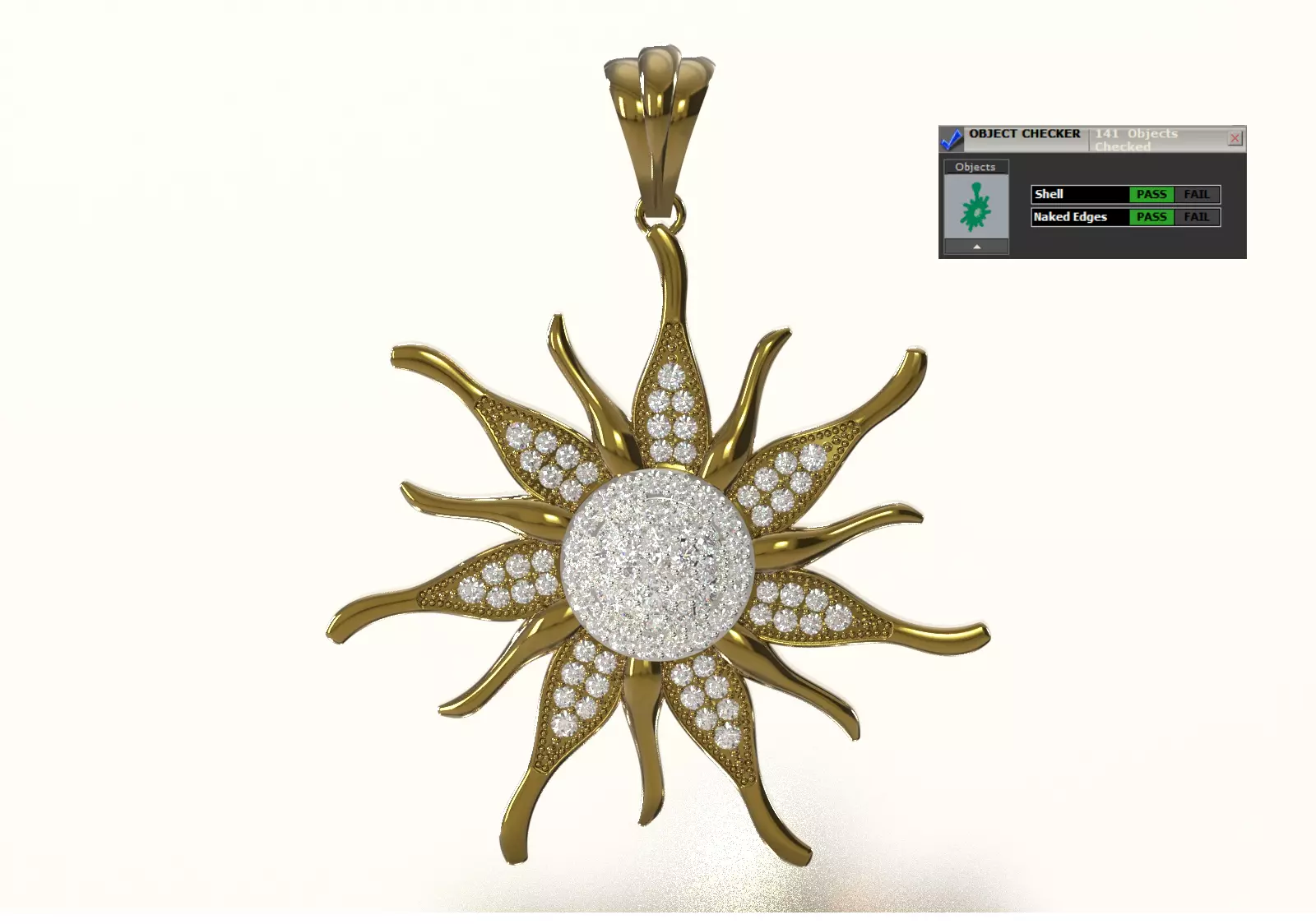 Sun Daisy Pendant with Central Pave Cluster model jp0389 3D print model