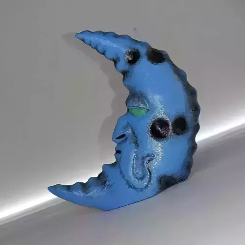 Sleepy Crescent Moon Face interior decoration mystical art