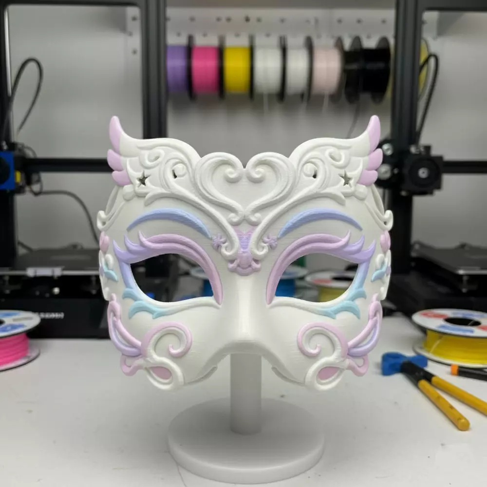 Anime Girl Half Face Mask Stylish Cosplay 3D Print STL 3D print model_0