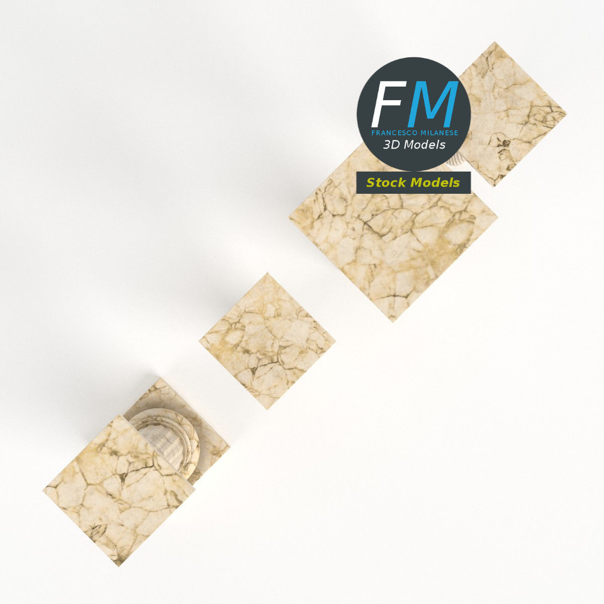 Columns set four marble 3D model_6