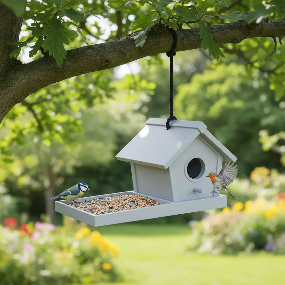 Home Shape Bird Feeder and Bird House 3D print model_0
