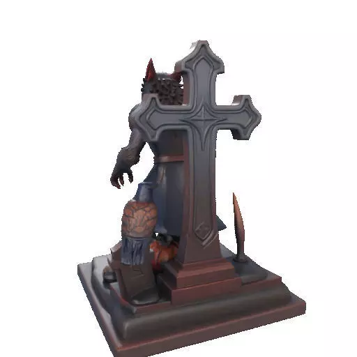 2714COLOR Werewolf Howling with Skull  3D Model Halloween 3D print model_34