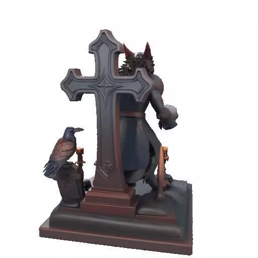 2714COLOR Werewolf Howling with Skull  3D Model Halloween 3D print model_31