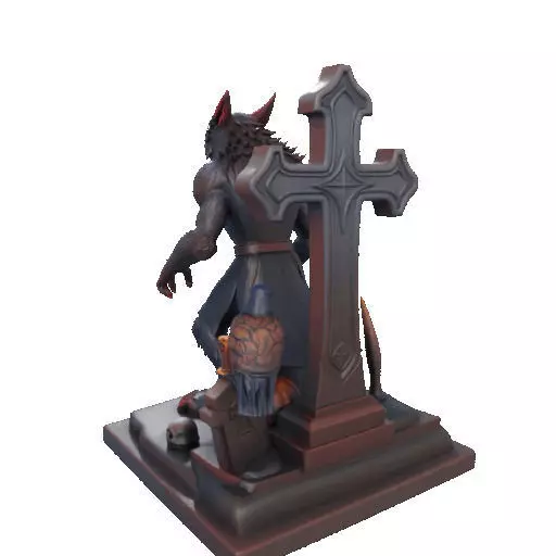 2714COLOR Werewolf Howling with Skull  3D Model Halloween 3D print model_35