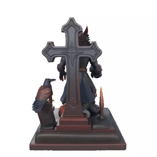 2714COLOR Werewolf Howling with Skull  3D Model Halloween 3D print model_32