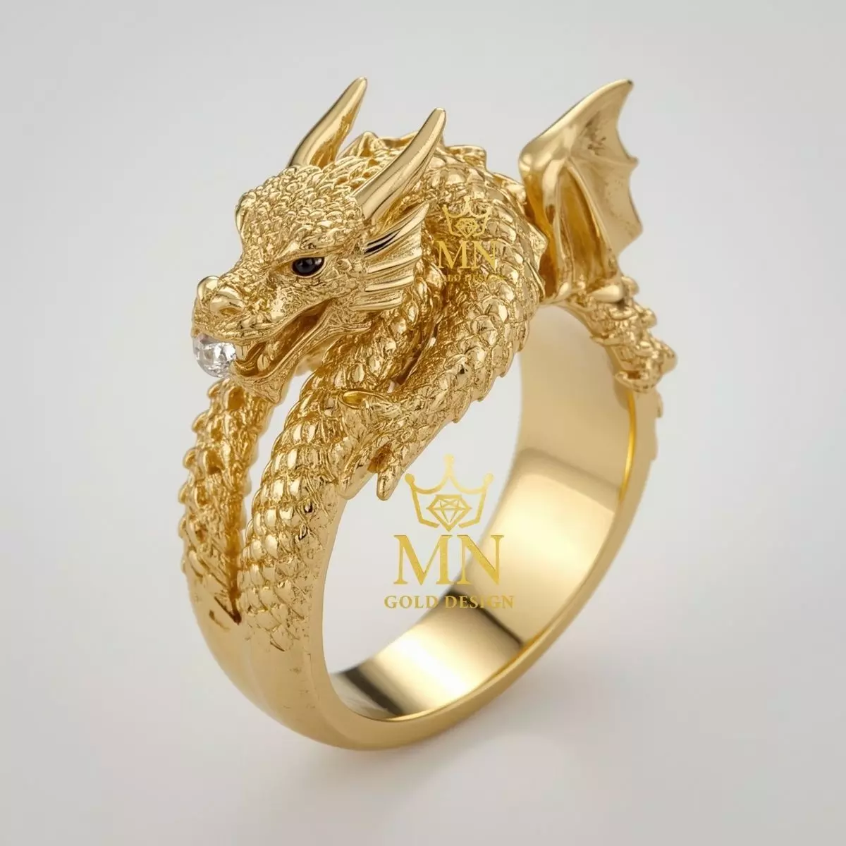 Golden Dragon Ring Symbol of Power and Eternity 3D print model_0