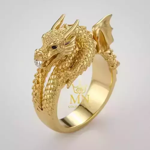Golden Dragon Ring Symbol of Power and Eternity