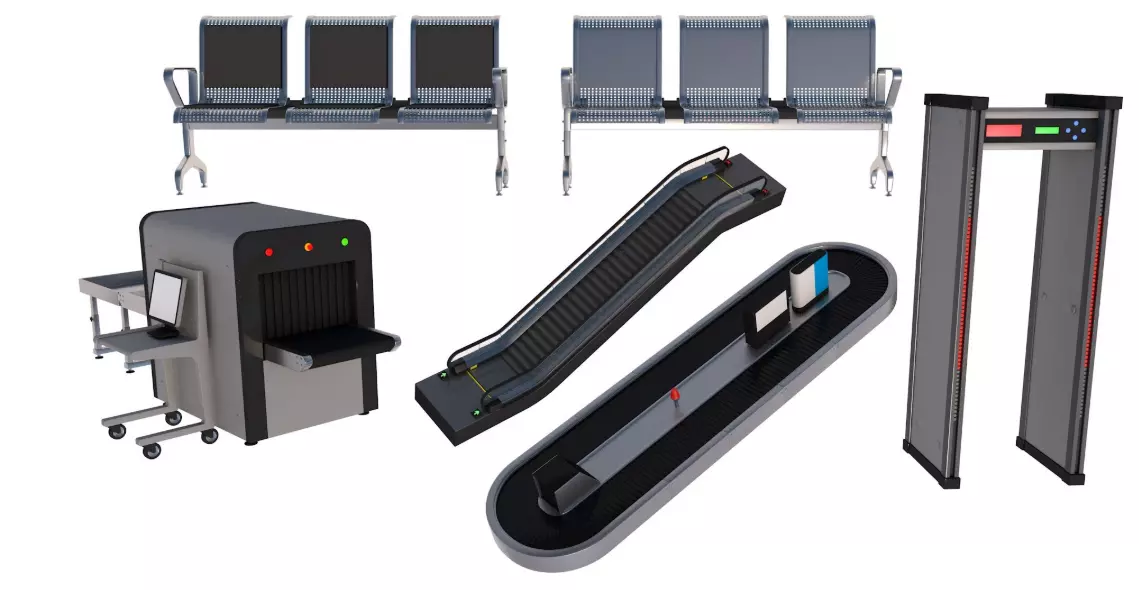 Airport Collection X-Ray Machine With Metal Detector 3D model_0