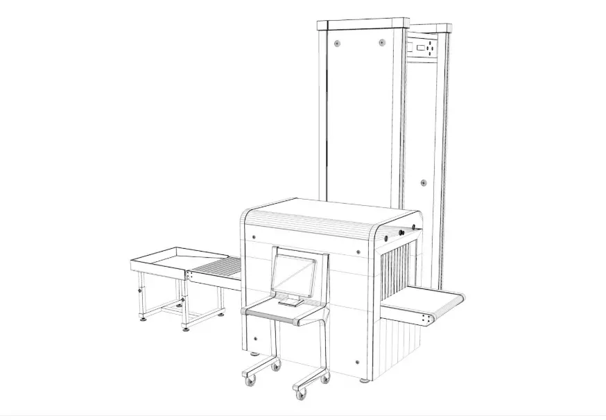 Airport Collection X-Ray Machine With Metal Detector 3D model_26