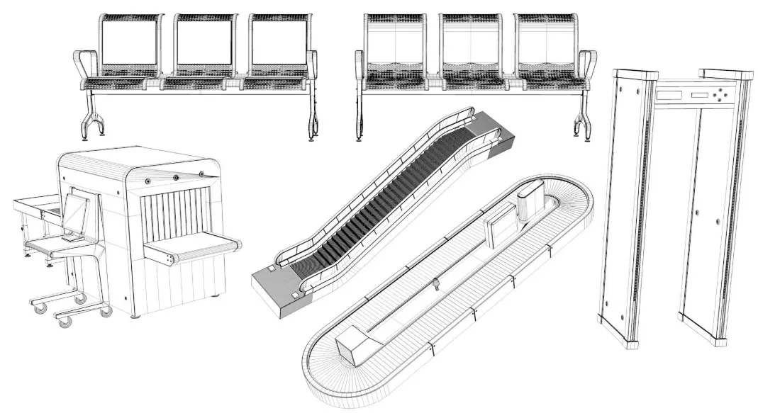 Airport Collection X-Ray Machine With Metal Detector 3D model_21