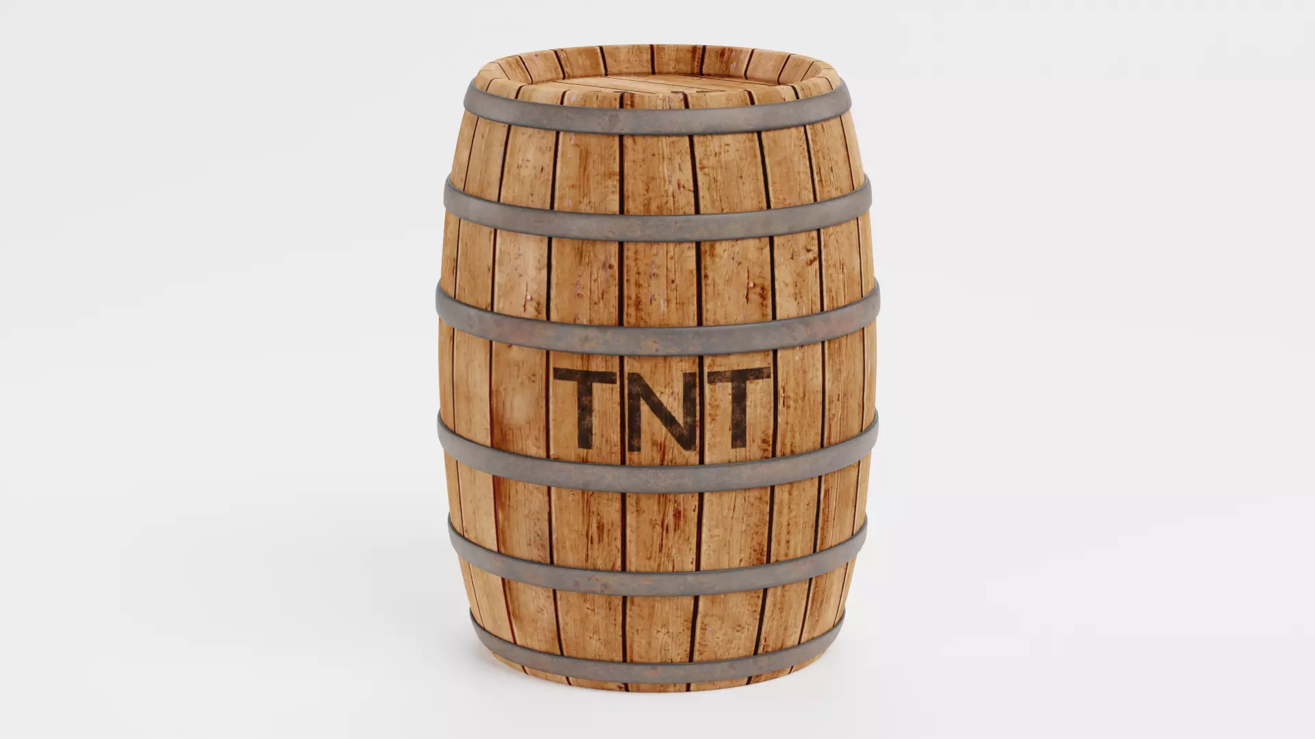 TNT Barrel - Realistic Wooden Explosive Prop Low-poly 3D model