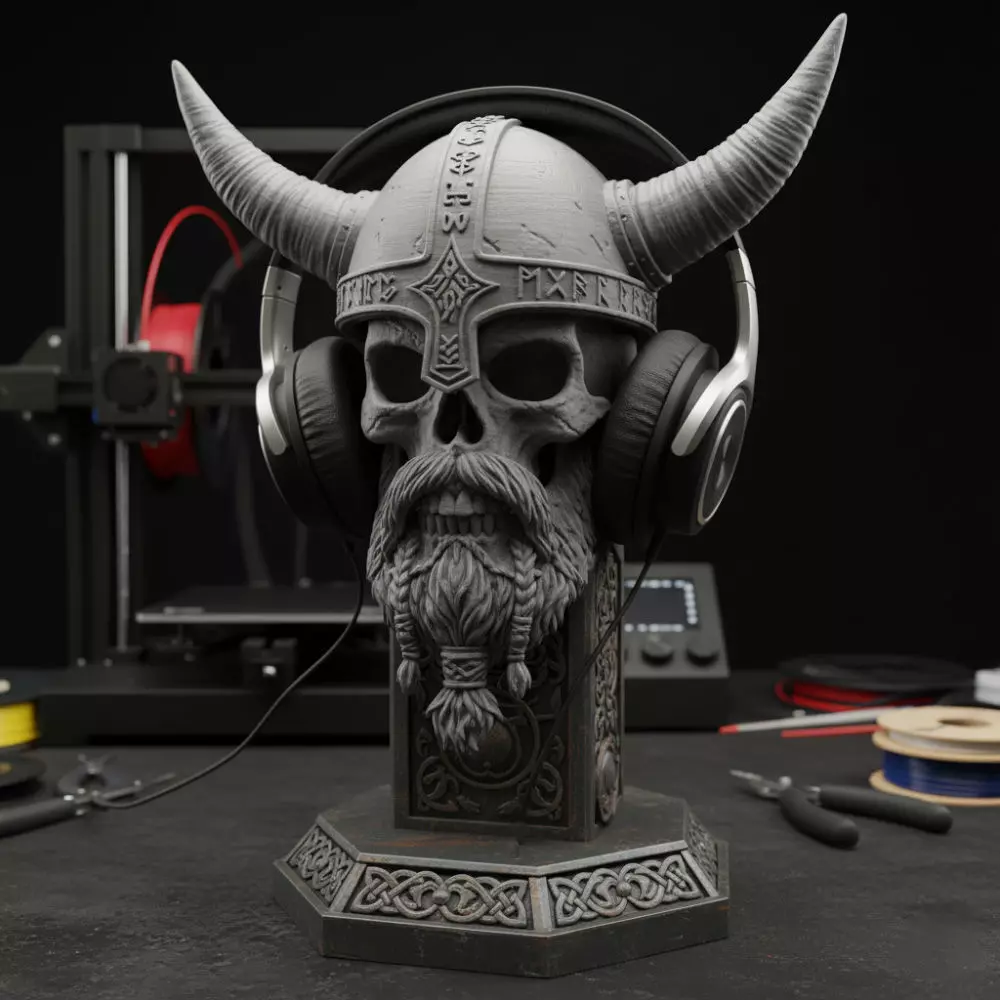 Skull Viking Headset Holder 3D print model