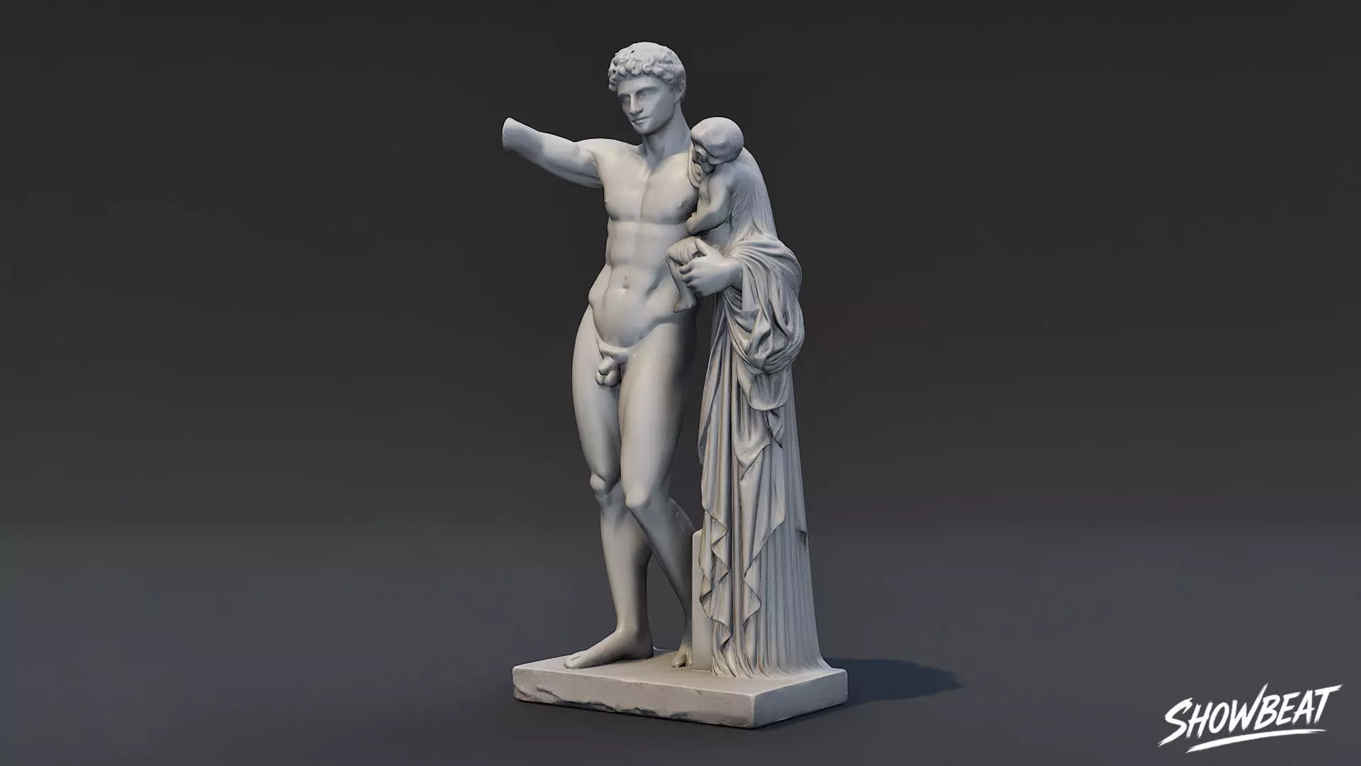 Hermes and the Infant Dionysus Low-poly 3D model_1