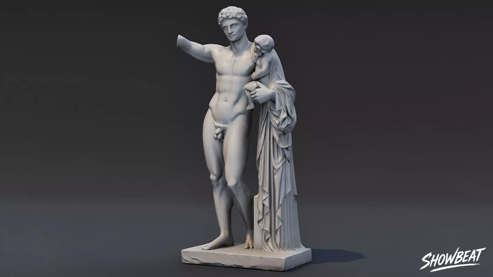 Hermes and the Infant Dionysus Low-poly 3D model_5