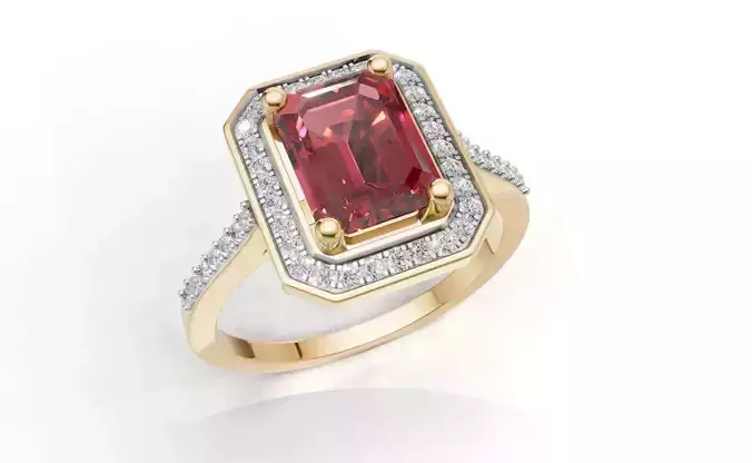 AV 723 Emerald And Round Diamond Bridal Engagement Ring 3D print model