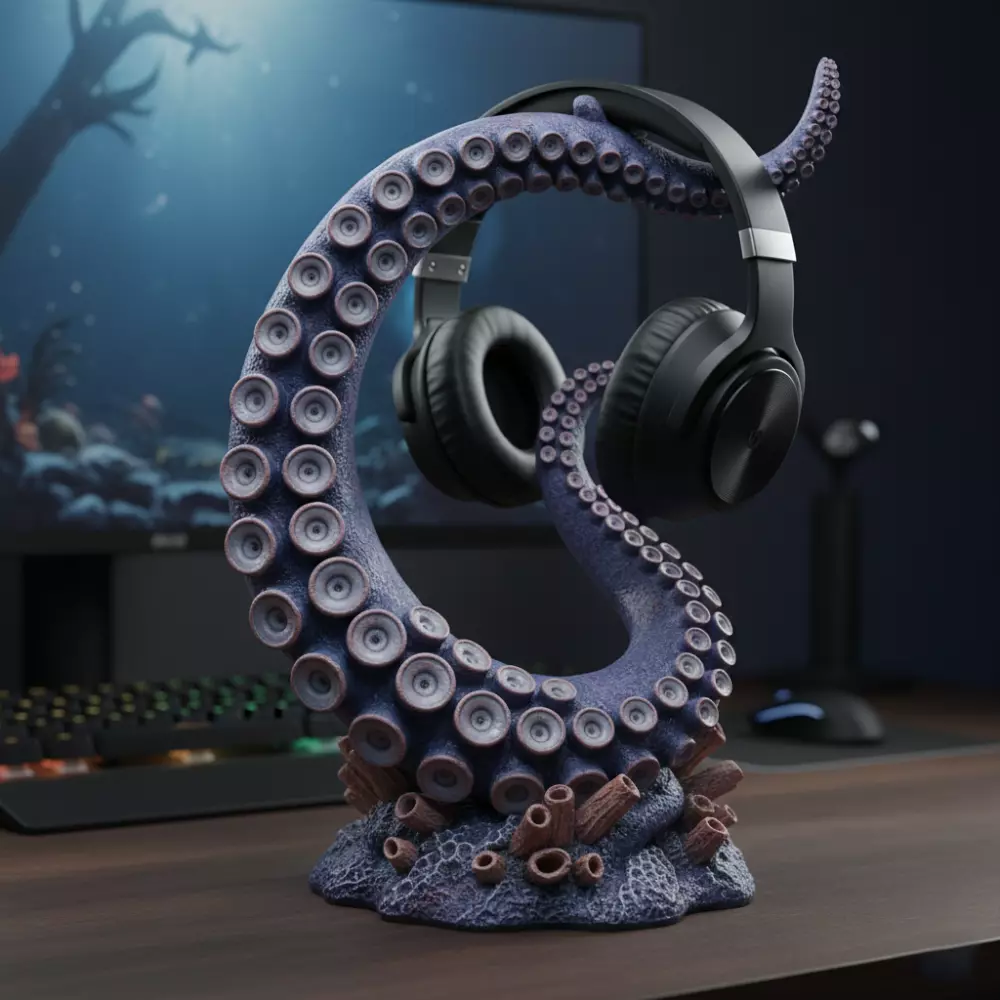 Octopus Hand Headset Holder 3D print model_0