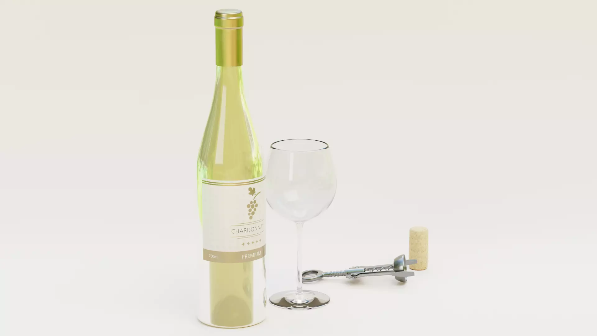 -White Wine Set- 3D model_1