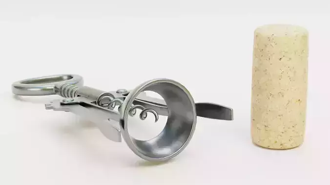 White Wine Set - Bottle with Concept Label and Accessories 3D model 7