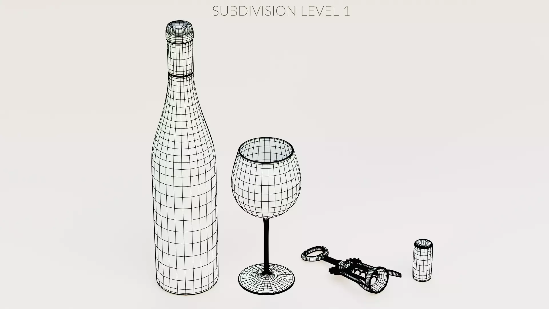 -White Wine Set- 3D model_11