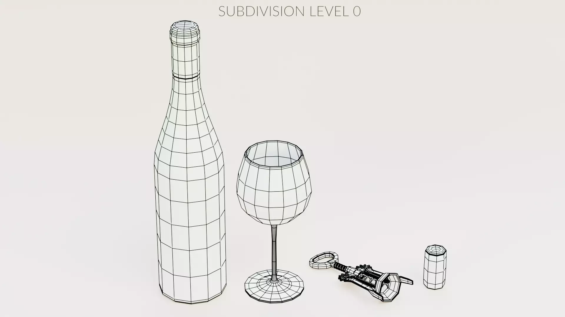 -White Wine Set- 3D model_10