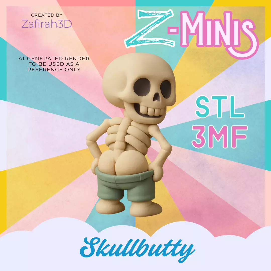 Z-MINIS SKULLBUTTY 3D print model_0