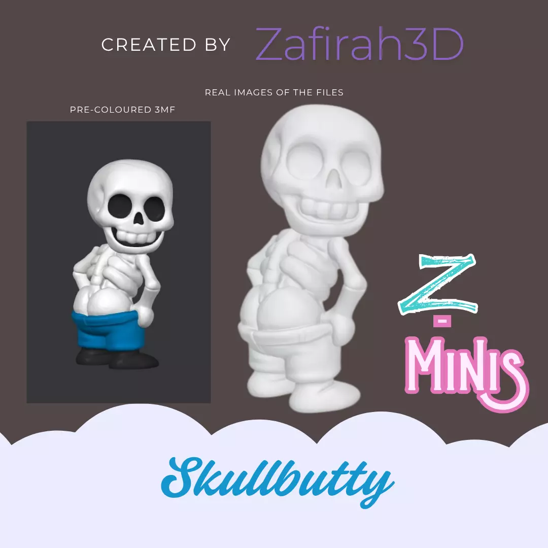 Z-MINIS SKULLBUTTY 3D print model_1