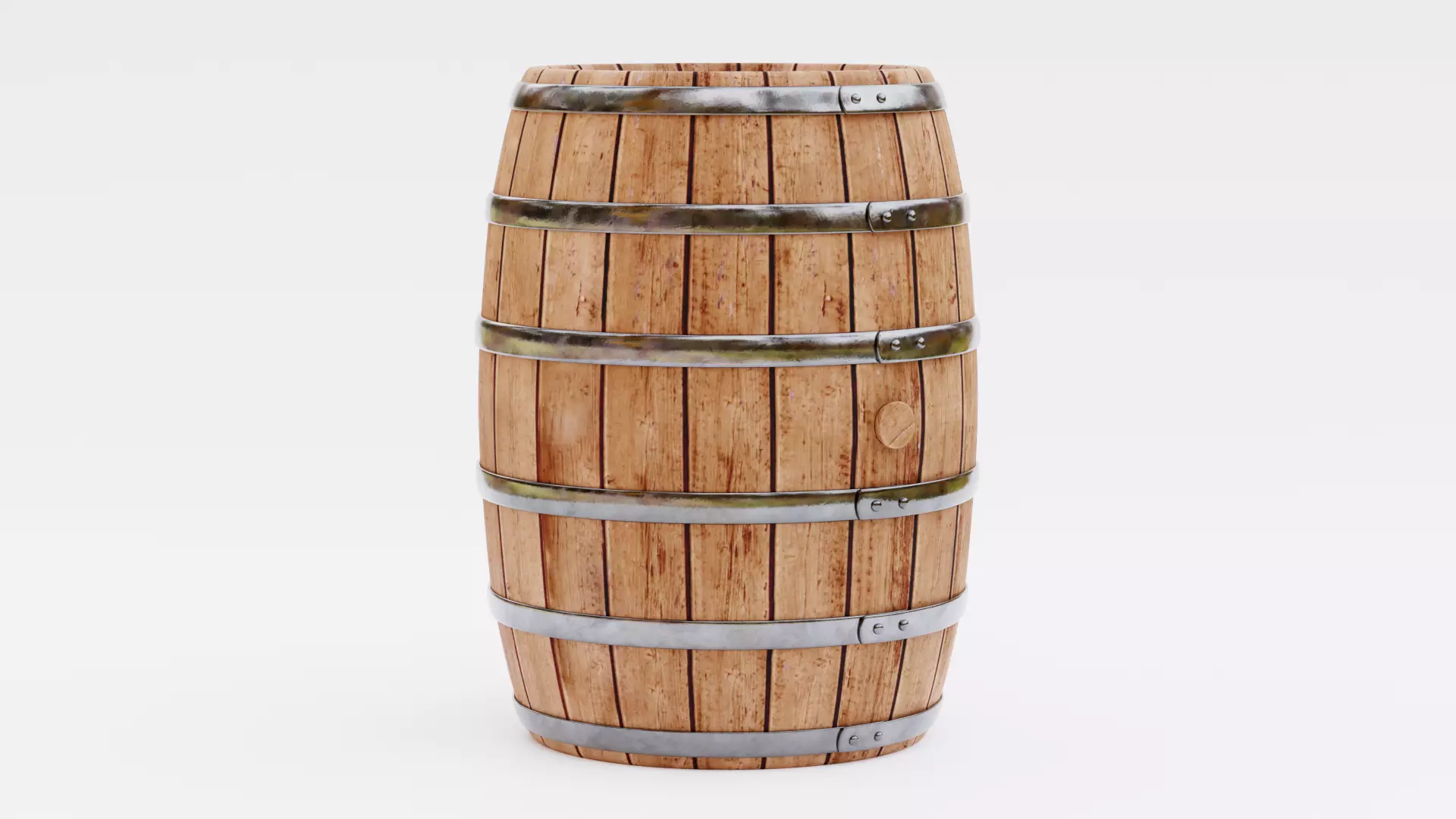 -Wine Barrel V1- Low-poly 3D model_1